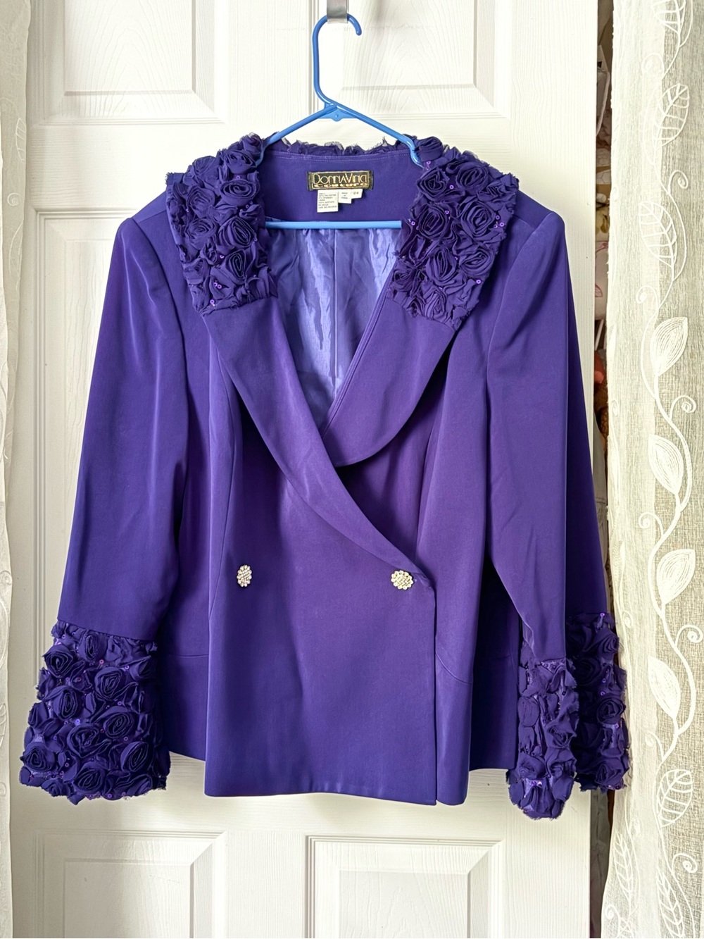 Vintage Donna Vinci Bell sleeve Floral embroidered Trim blazer Jacket plus sz 24